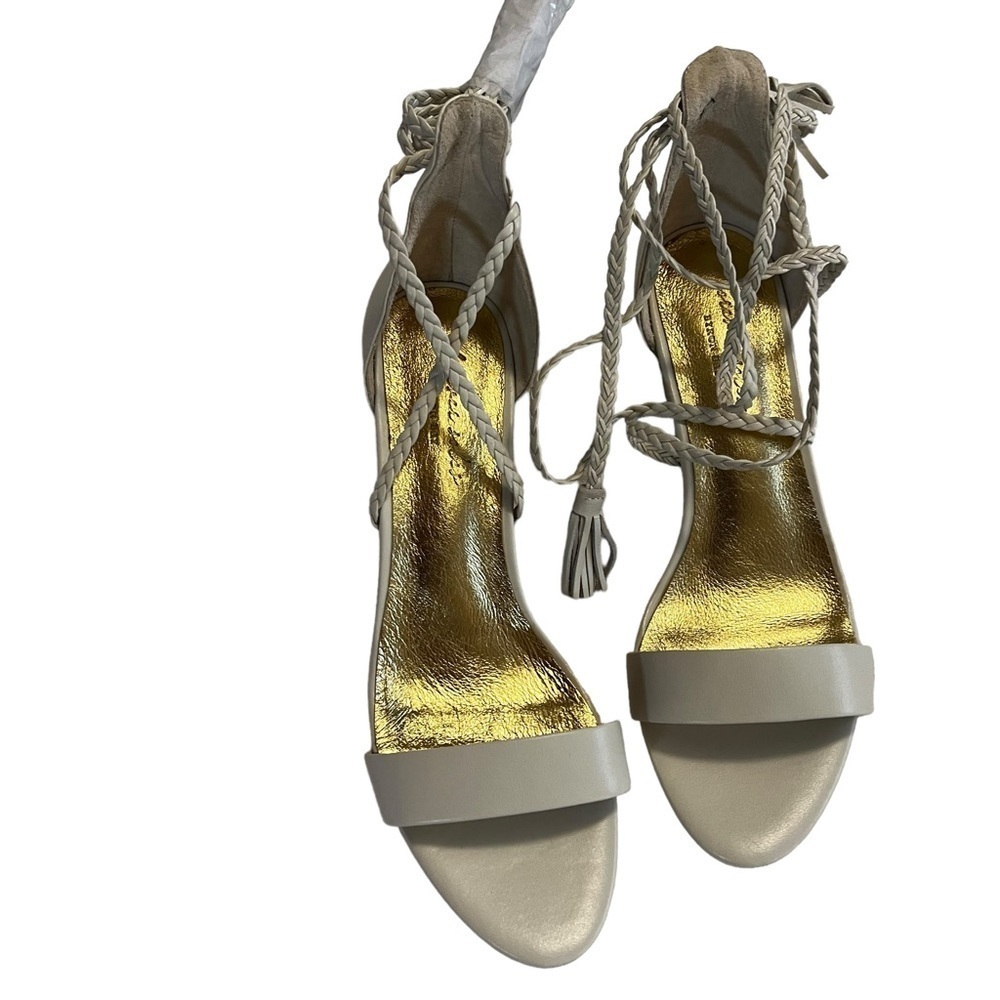 Forever Soles Braided Strappy Block Heels Bride Wedding size 41 US 10 Tassel - Picture 4 of 16